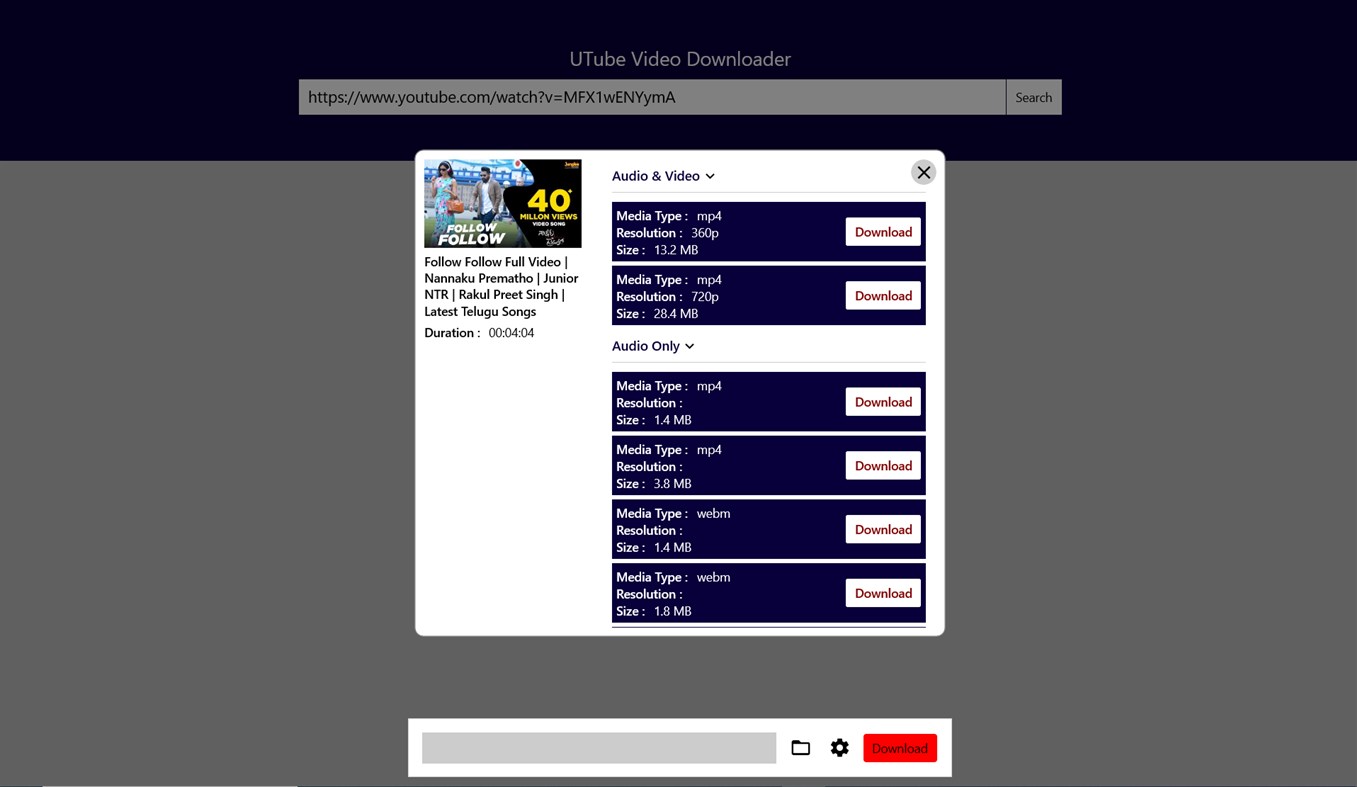 #2. UTube Video Downloader (Windows) Bởi: DeviPrasadChinni