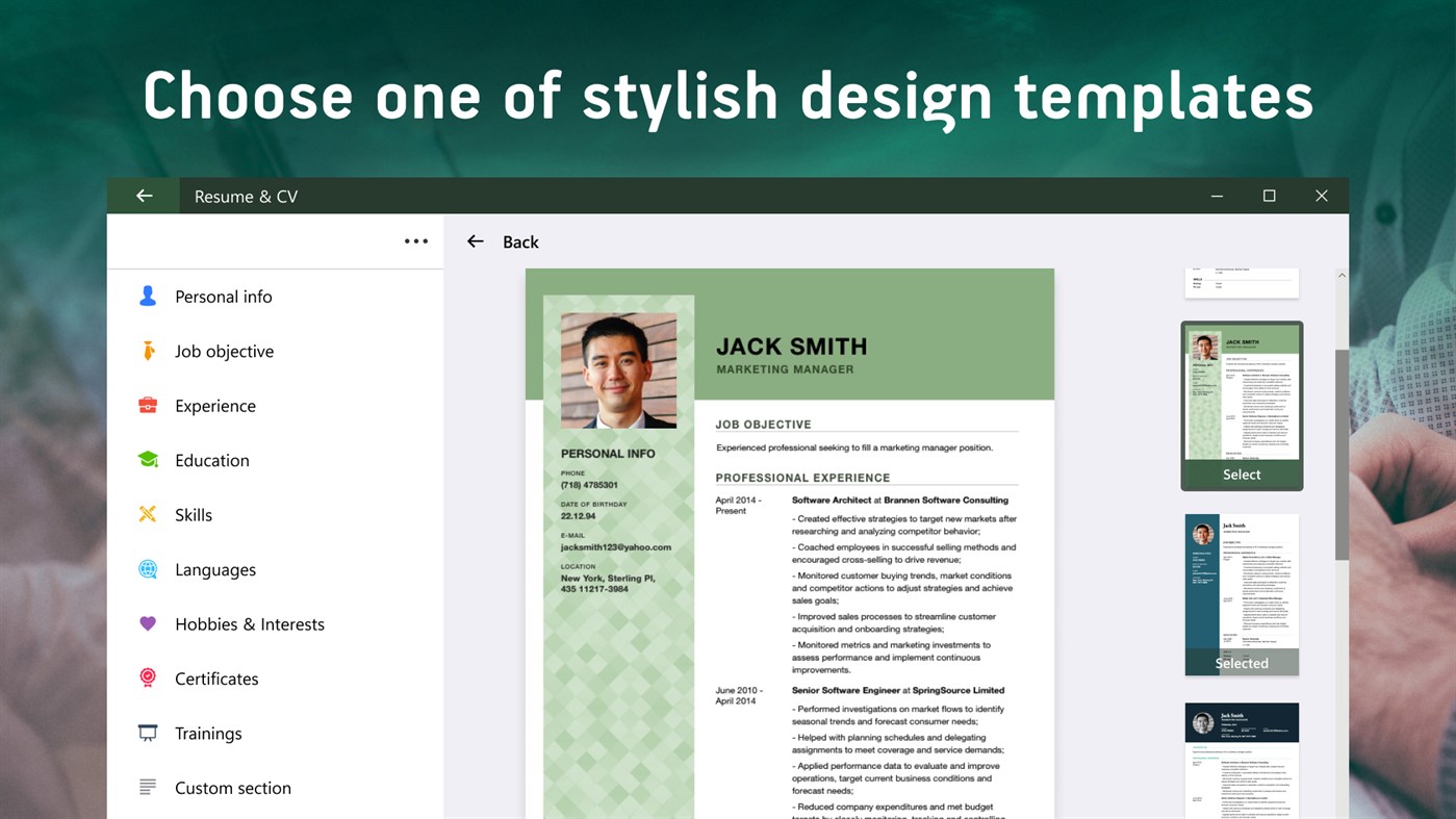#3. CV Master - Resume Builder & Templates (Windows) 来自: Tool-Style