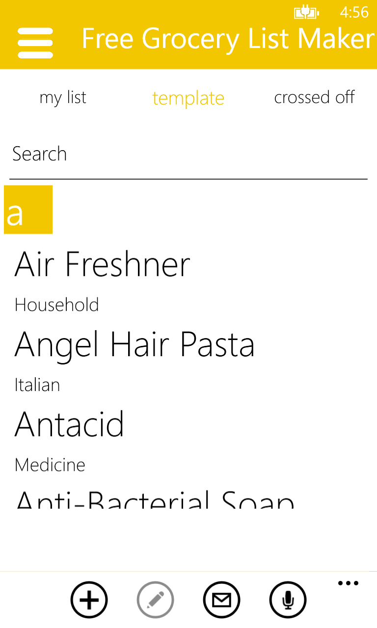 Free Grocery List Maker for Windows 10 Mobile