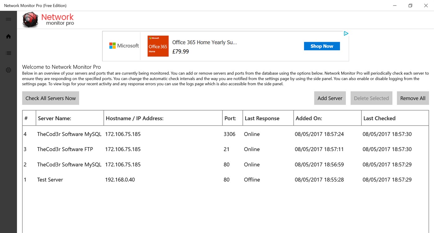#5. Network Monitor Pro (Free Edition) (Windows) 由: TheCod3r Software
