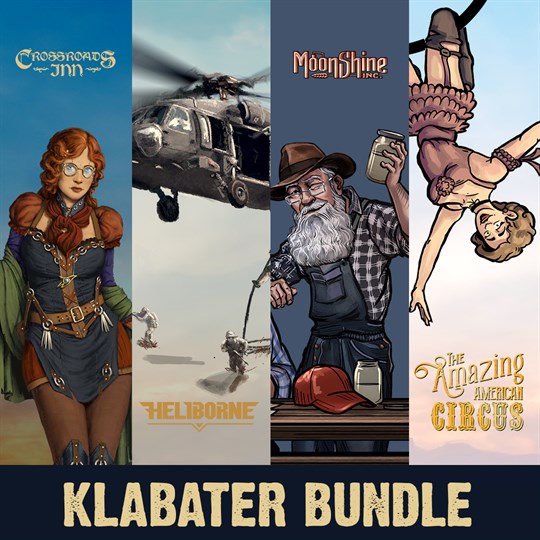 Klabater Bundle: The Amazing American Circus, Moonshine Inc., Heliborne and Crossroads Inn for xbox