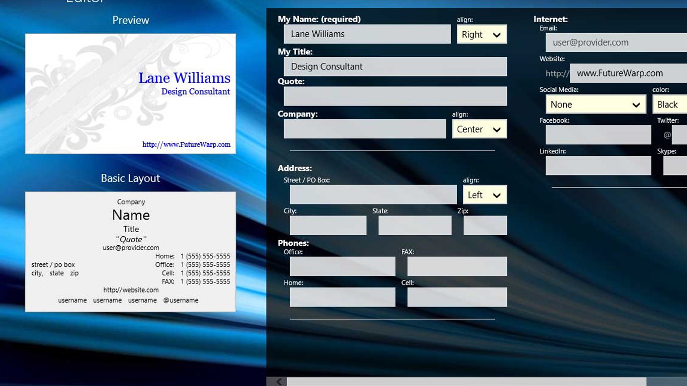 Digital Business Cards for Windows 10