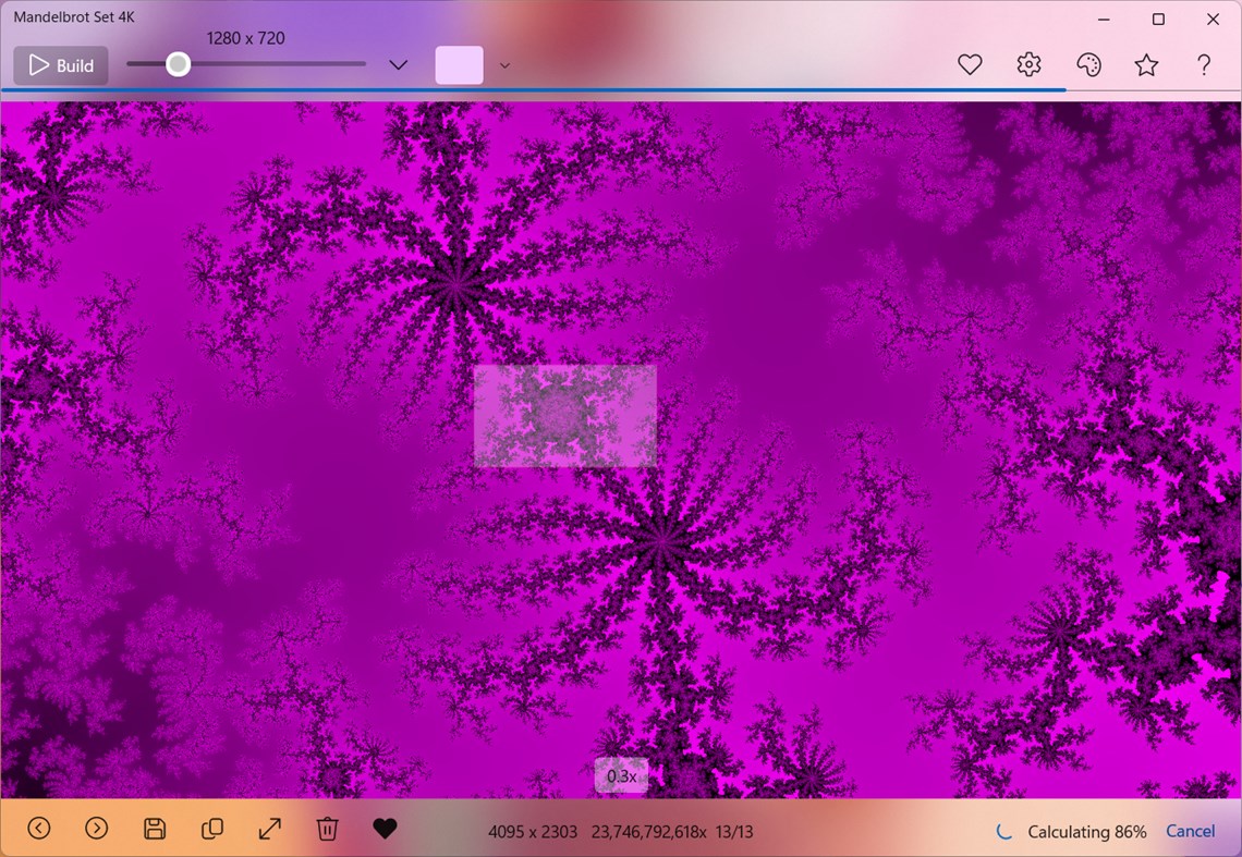 #3. Mandelbrot Set 4K (Windows) Por: Alexander Komarov