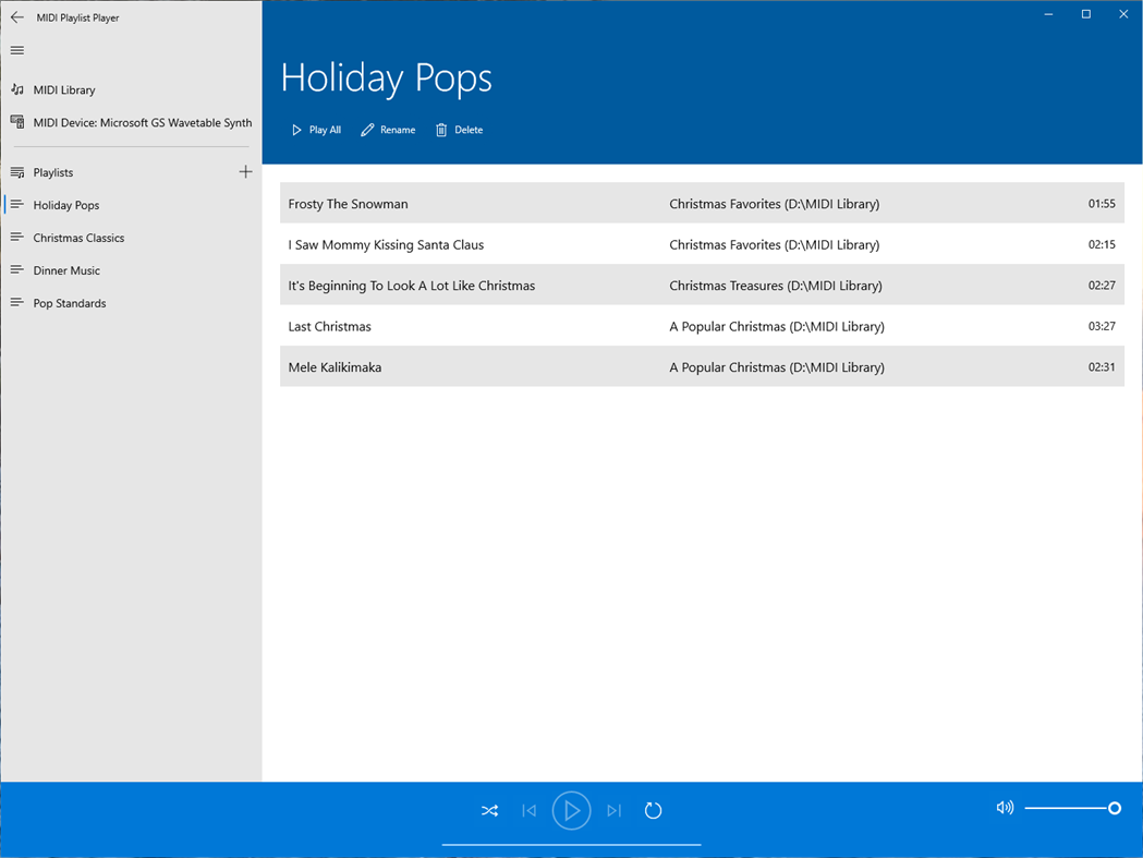 #3. MIDI Playlist Player (Windows) 作者: Dotted Decimal Software