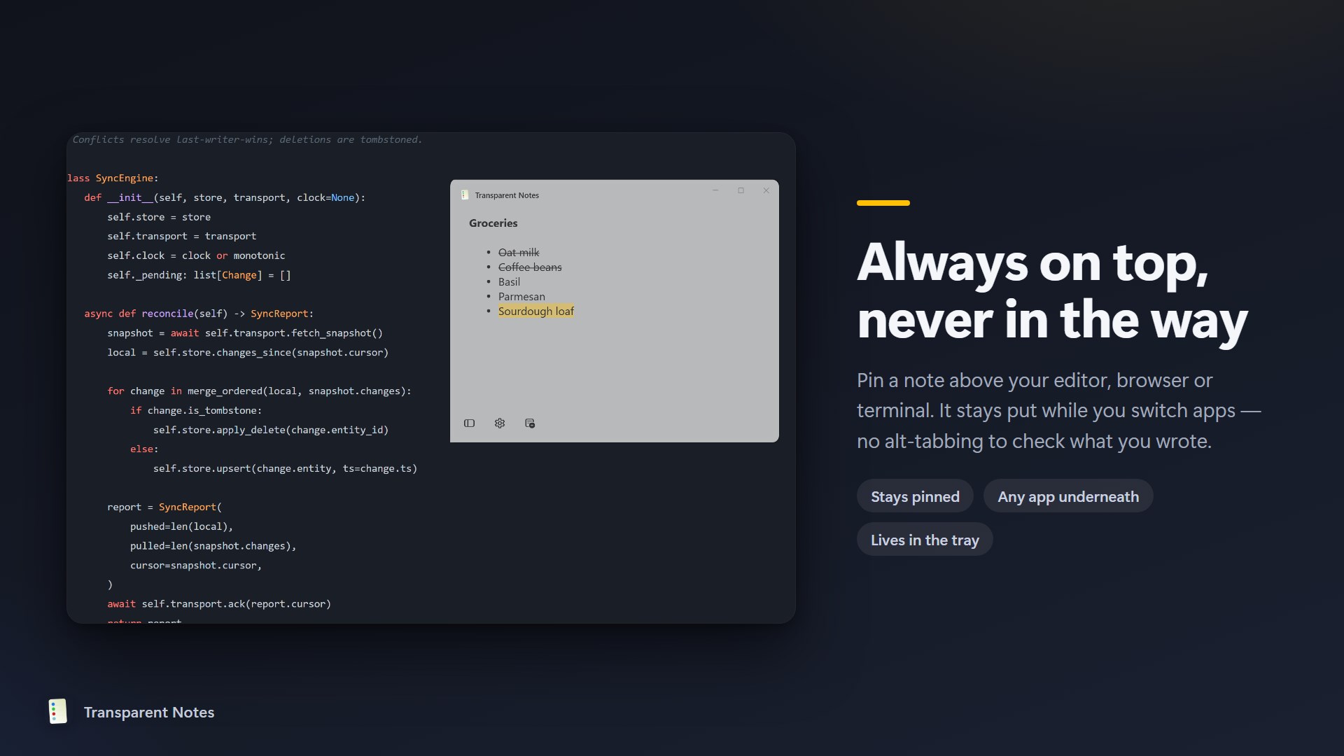 Transparent Notes screenshot