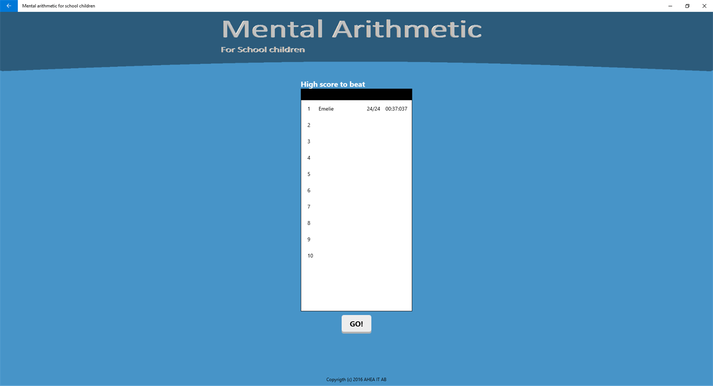 #4. Mental arithmetic for school children - free (Windows) Podle: AHEA IT