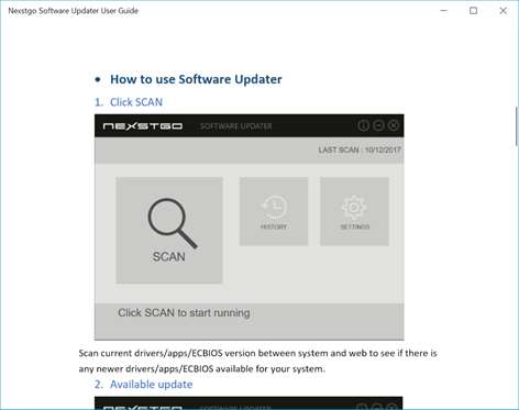 Nexstgo Software Updater User Guide Screenshots 1