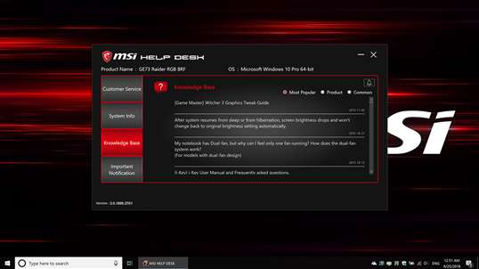 MSI Help Desk screenshot 3