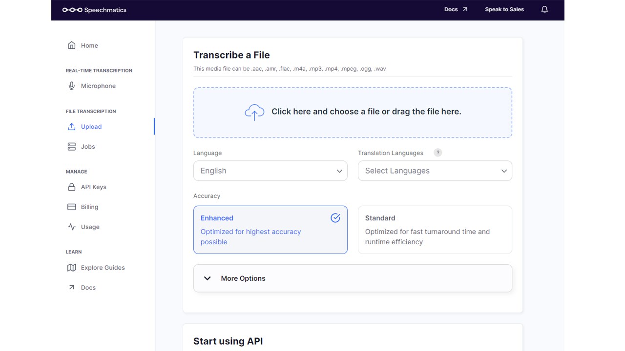 Snapshot 6 of Speechmatics | Speech API | Most Accurate and Inclusive Speech Technology