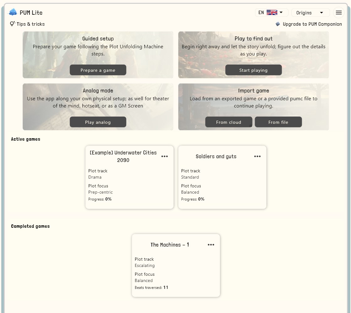PUM Lite Solo RPG Storytelling screenshot