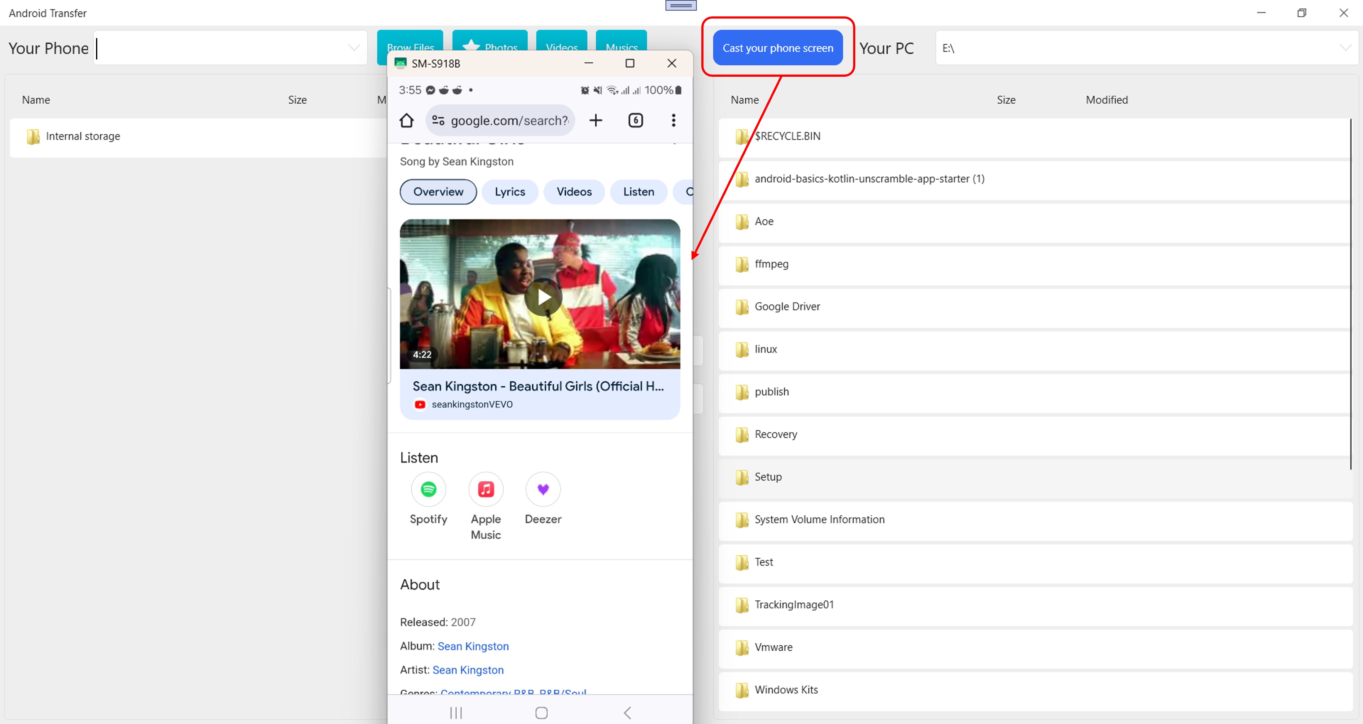Android File Transfer - Screen Mirroring to PC screenshot