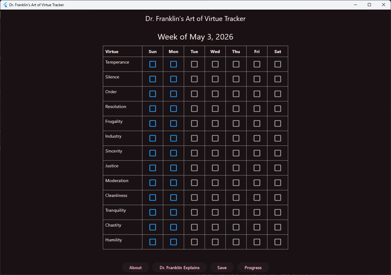 Dr. Franklin's Art of Virtue Tracker screenshot