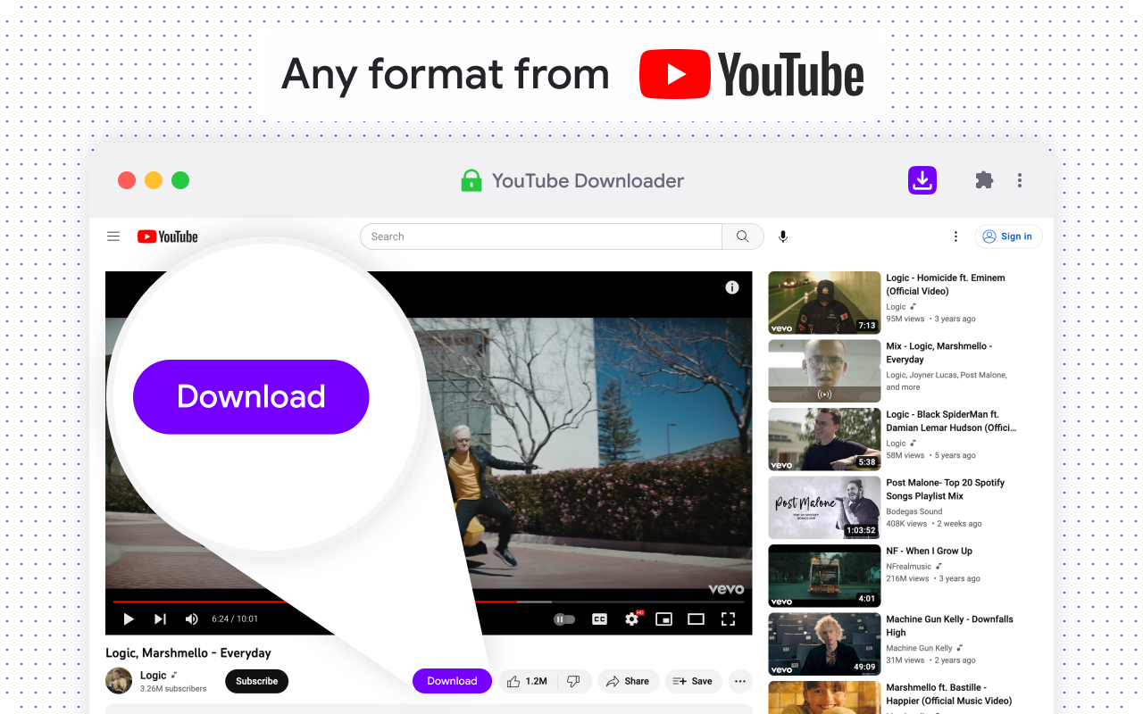 Video downloader for YouTube