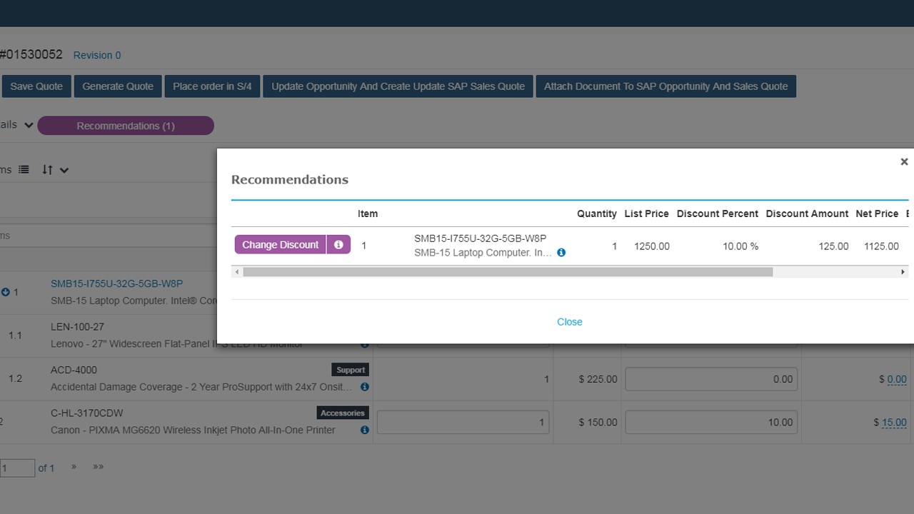 Snapshot 4 of SAP CPQ for Dynamics 365