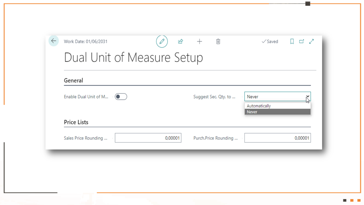 Snapshot 1 of Dual Unit of Measure for Simulated GL entries