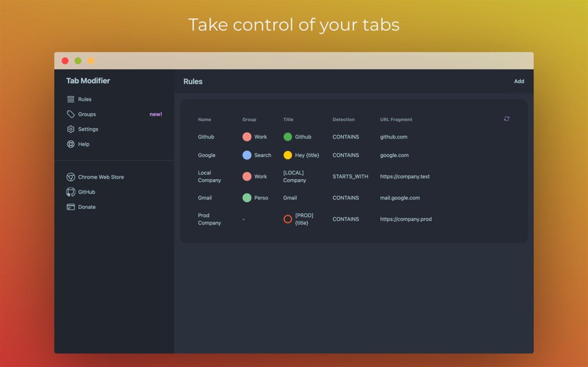 Tab Modifier - Customize & Control Your Chrome Tabs