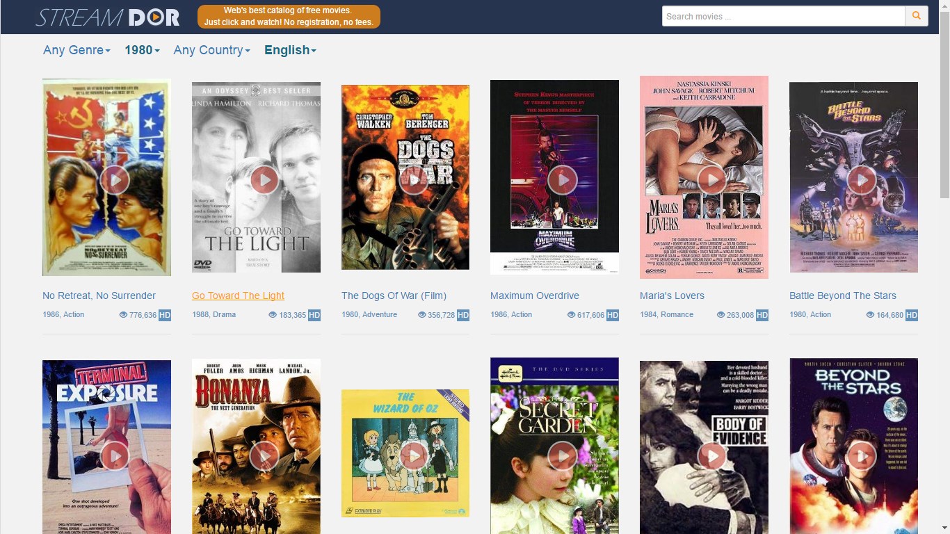 StreamDor - 20,000 free movies for Windows 10