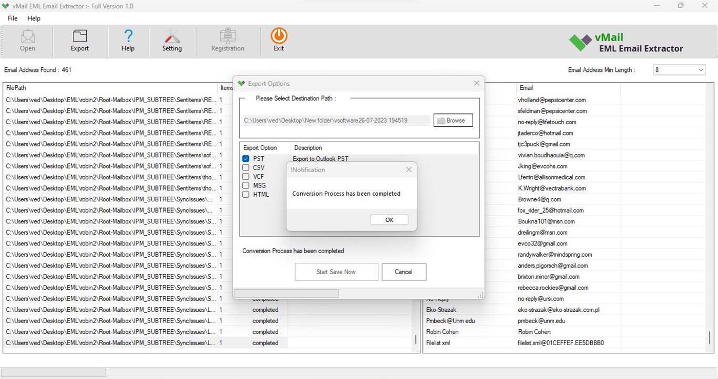 #7. EML Email Extractor (Windows) De: VSOFTWARE