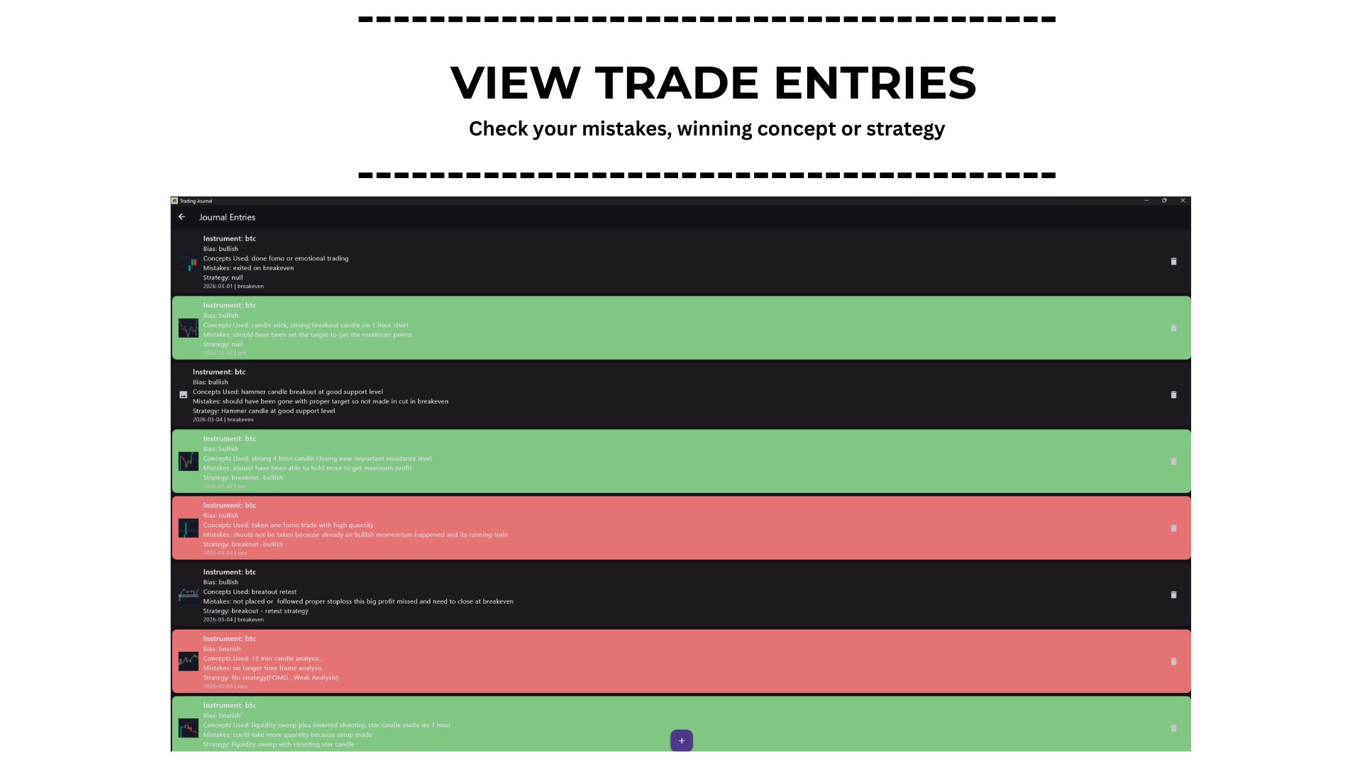 My Trading Journal screenshot