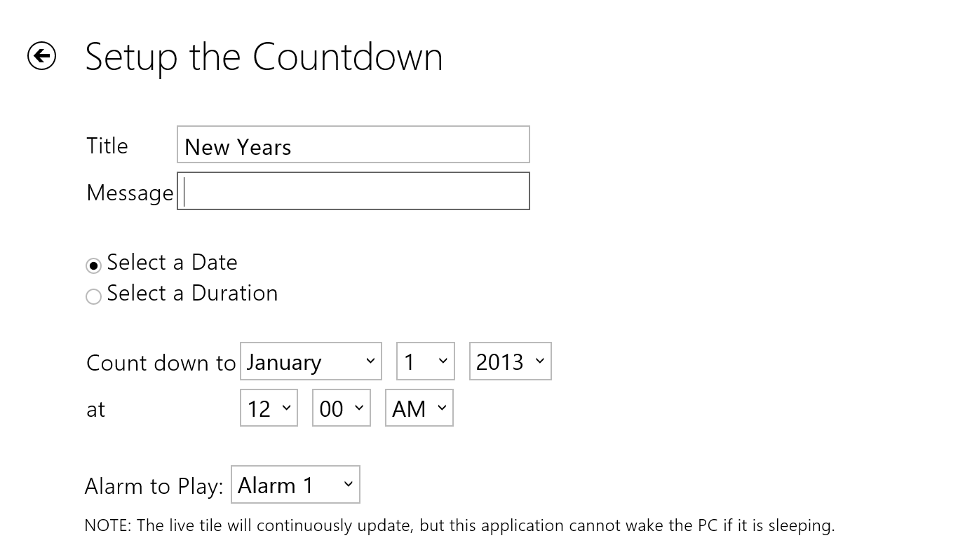 The Countdown Tile for Windows 10
