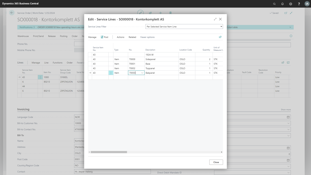 Snapshot 1 of Dynapro Service Management