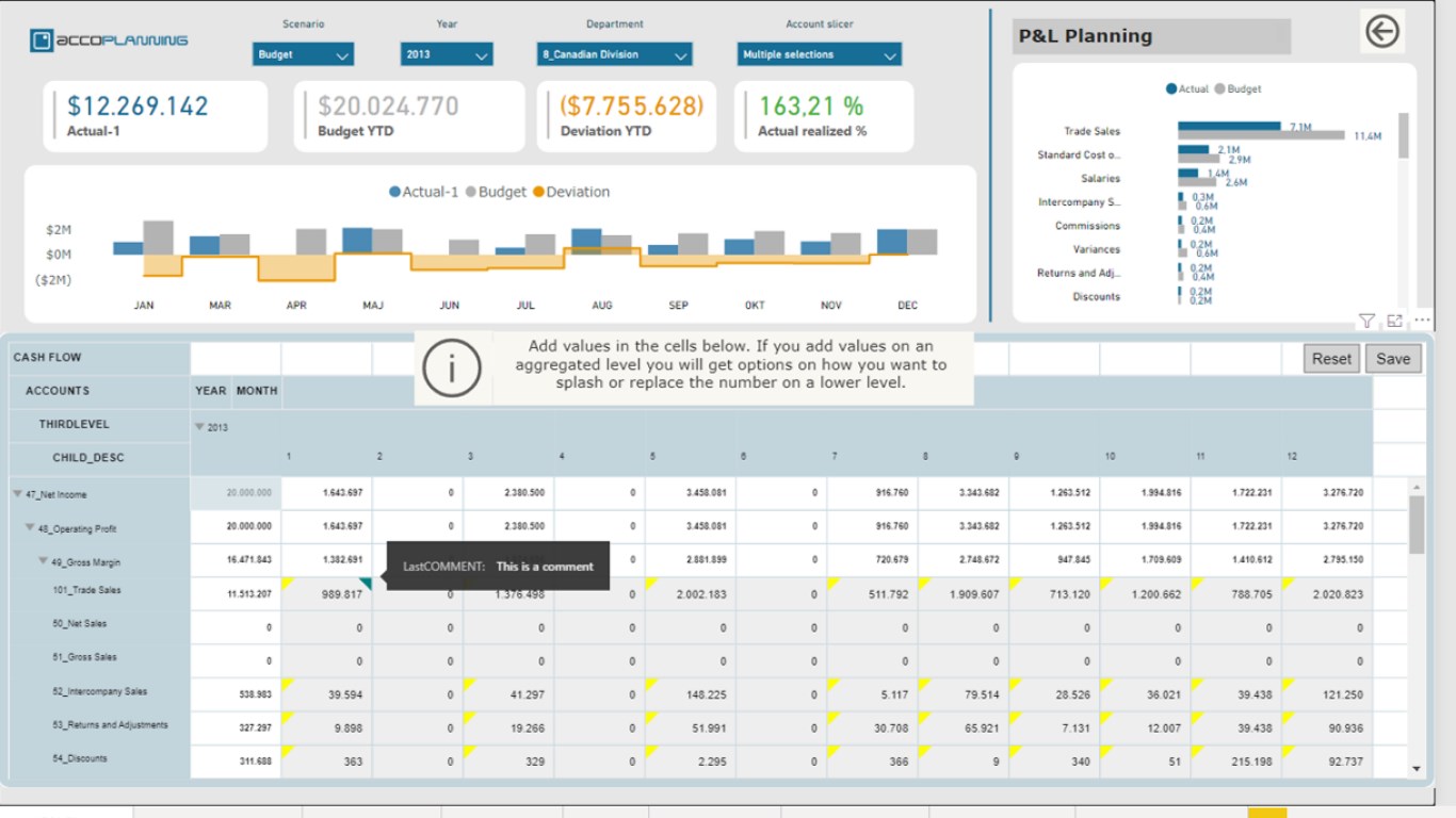 Snapshot 5 of accoPLANNING - Writeback, Planning, Matrix