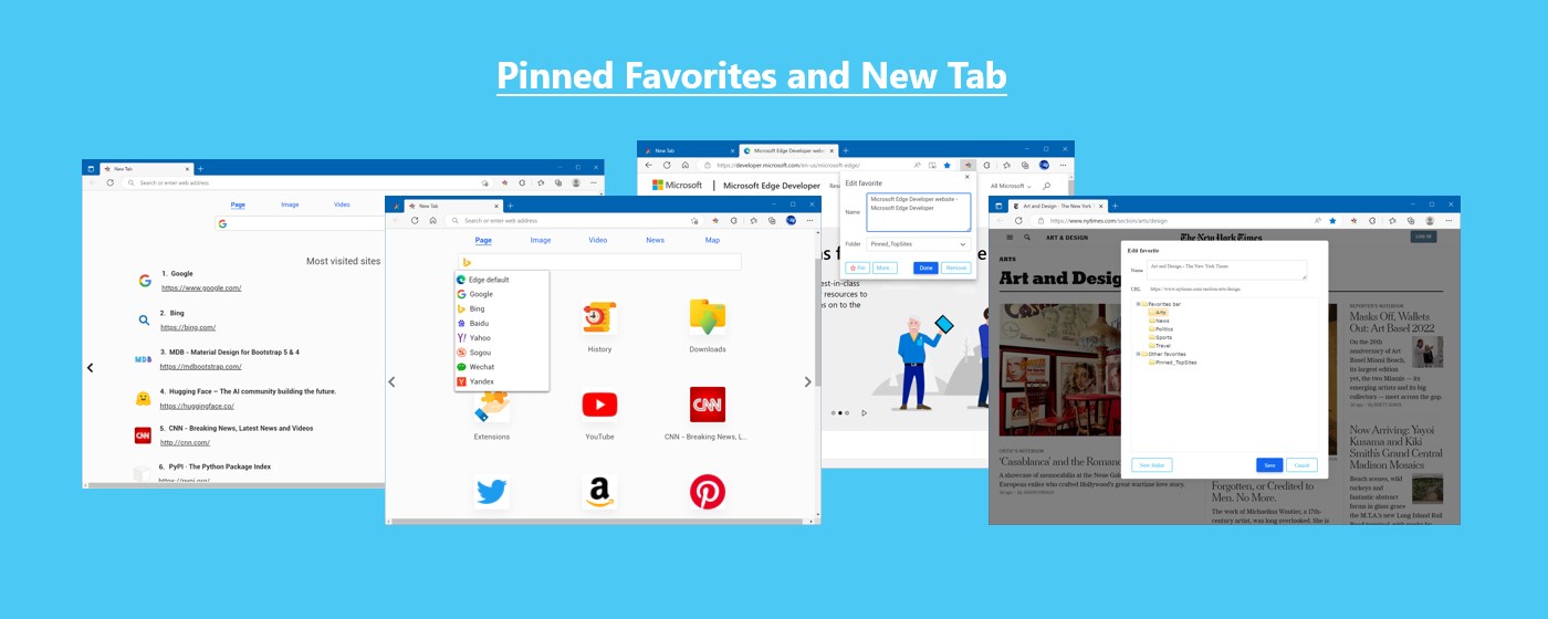 Pin Favorites and New Tab marquee promo image
