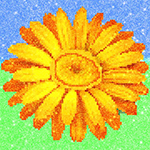 Flowers Glitter Pixel Art Color by Number - Mandala Sandbox Coloring