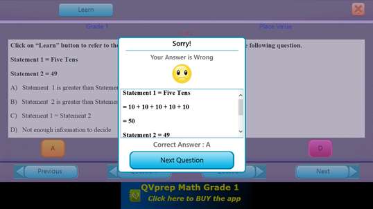 QVprep Lite Learn Math Grade 1 screenshot 4