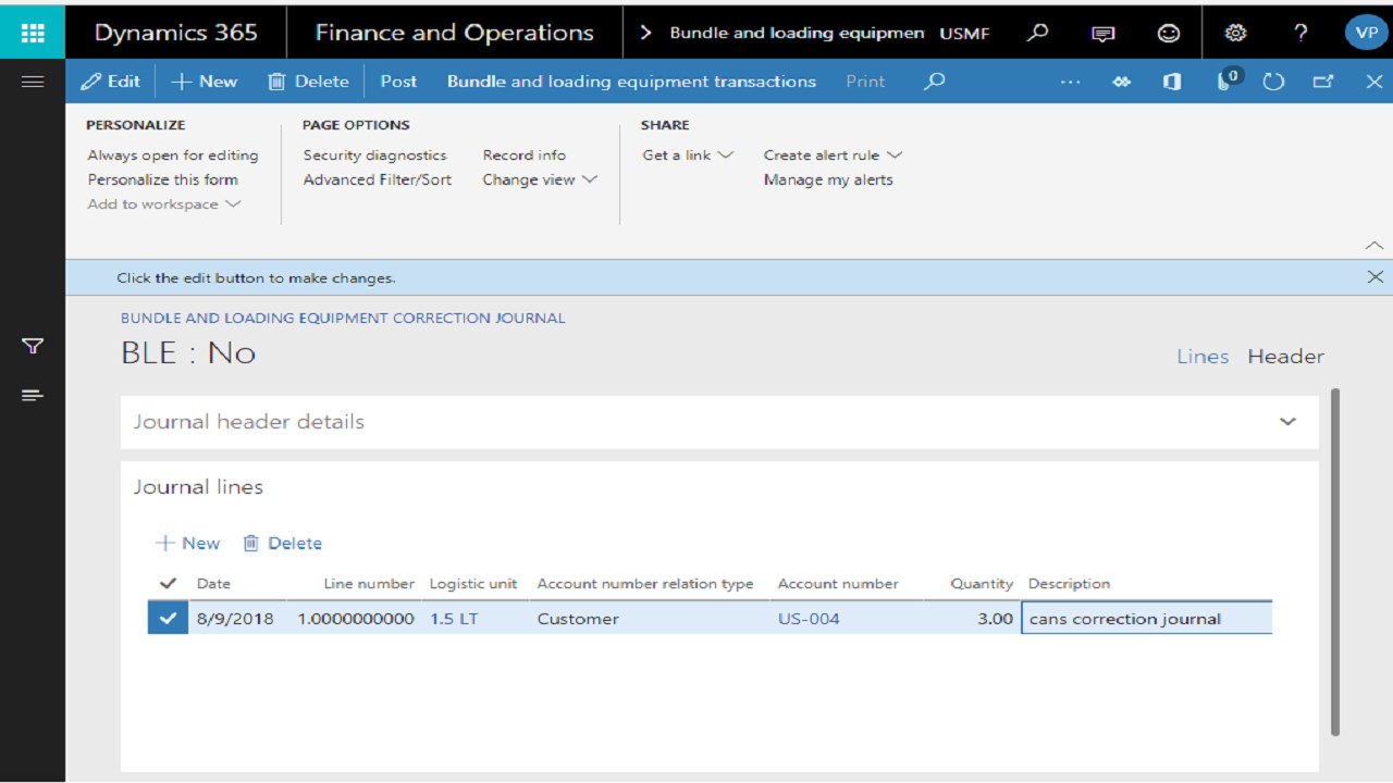 Snapshot 1 of Avanade Carrier and Empties Management