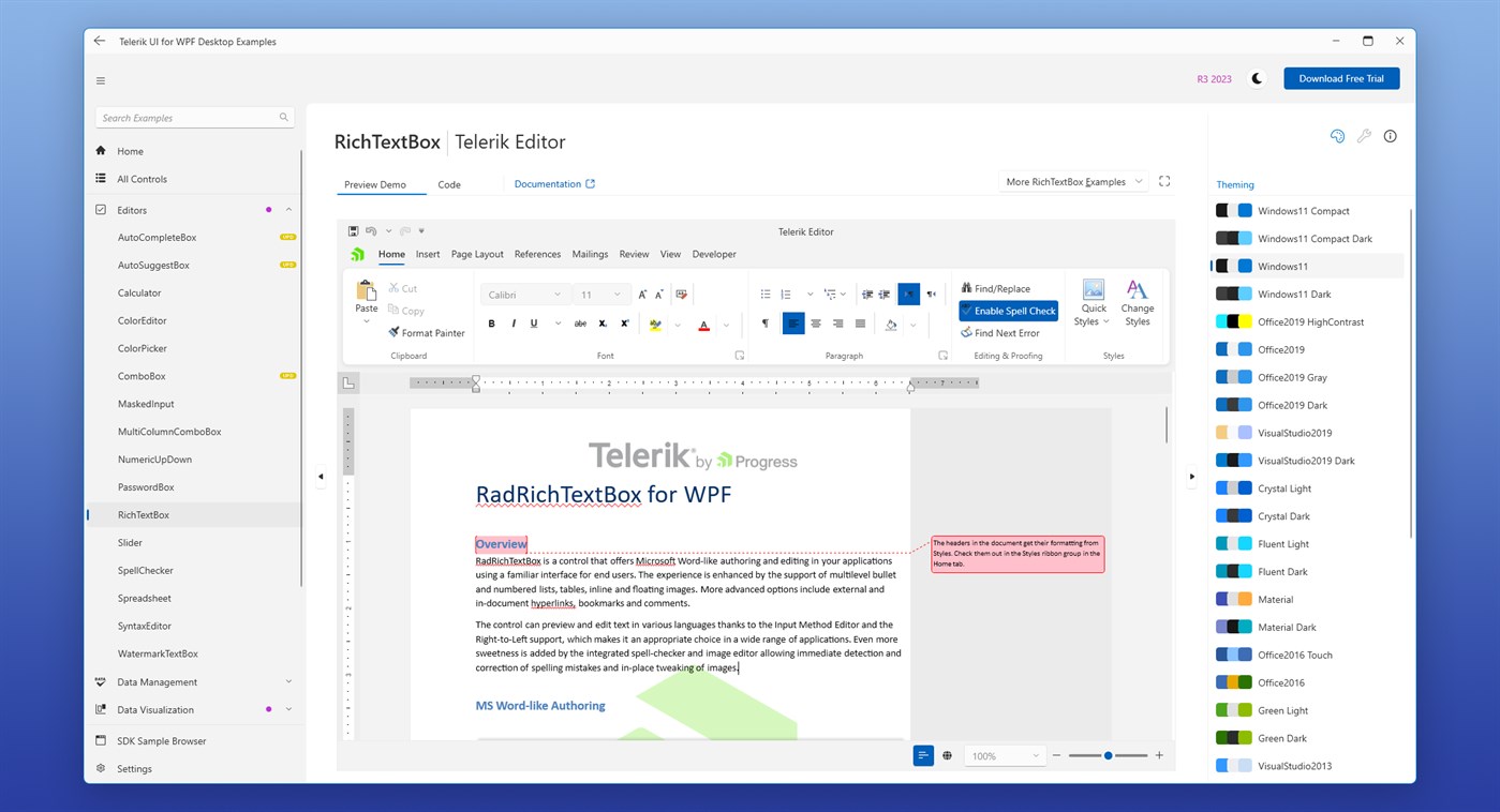 #9. Telerik UI for WPF Examples (Windows) Podle: Telerik