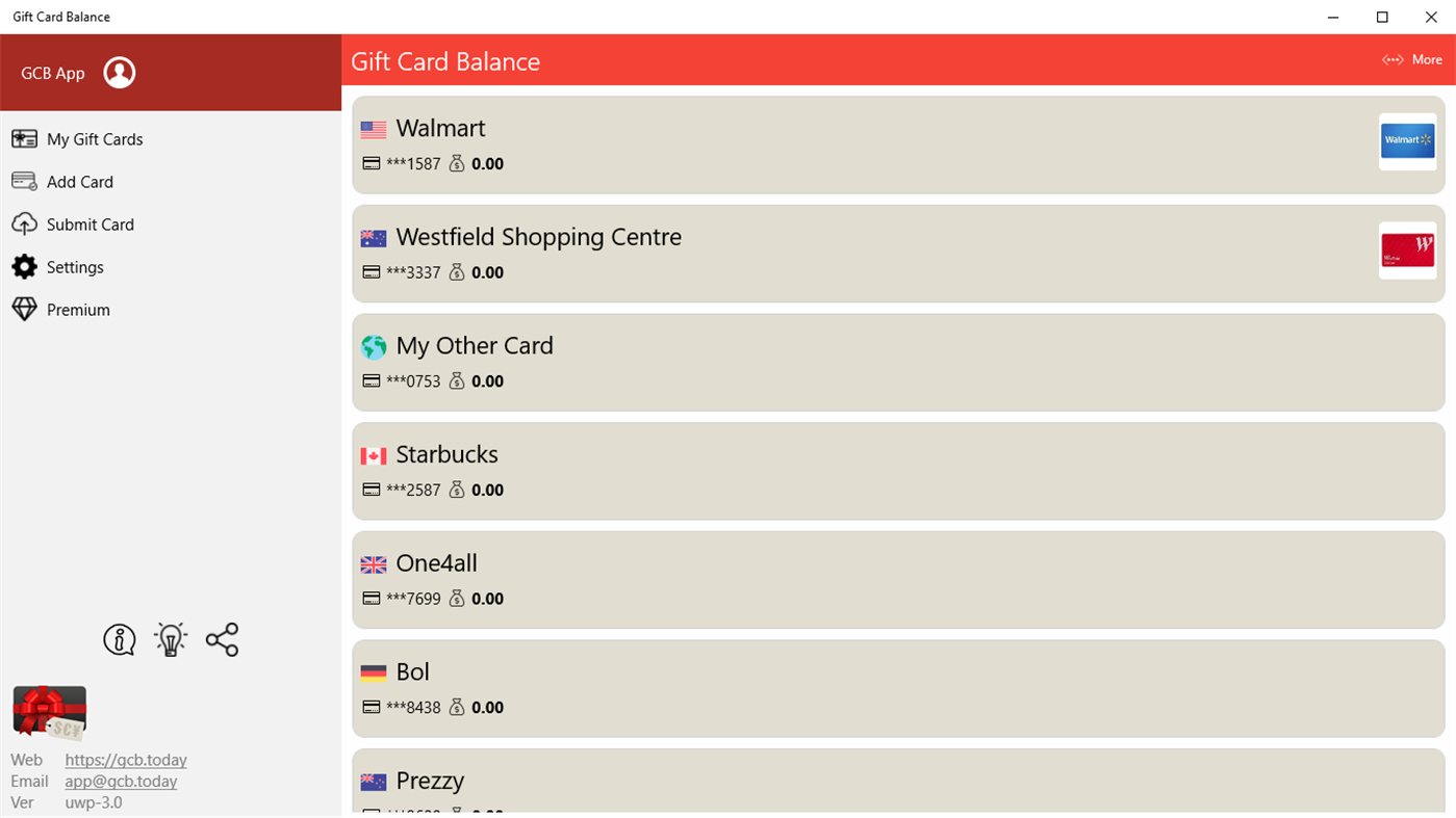 #2. Gift Card Balance+ (Windows) By: Aifen App