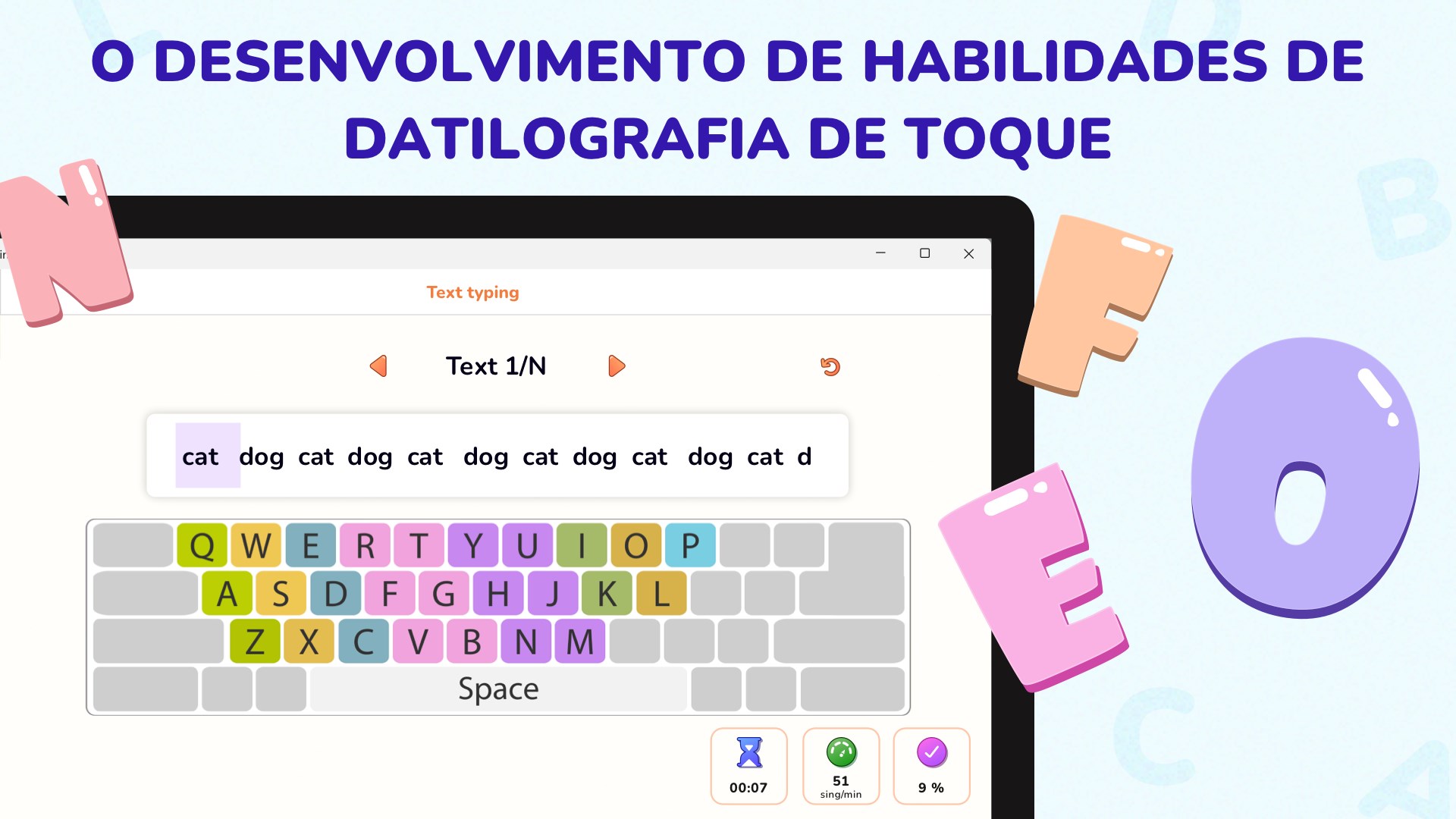 Curso e testes para datilografar palavras - Microsoft Apps