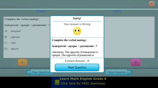 QVprep Lite Math English Grade 5 screenshot 7