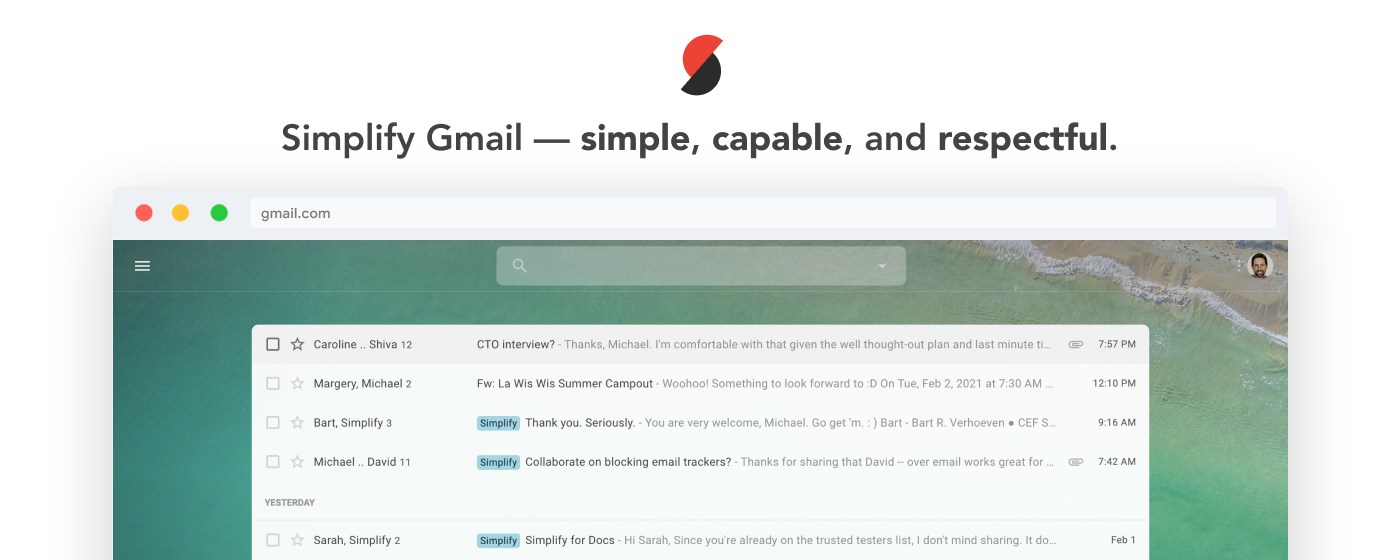 Simplify Gmail marquee promo image