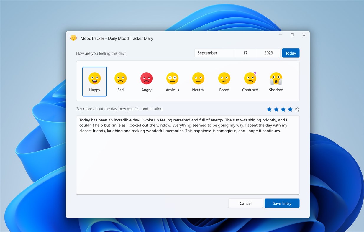 #2. Daily Mood Tracker Diary (Windows) De: EvlarSoft LLC