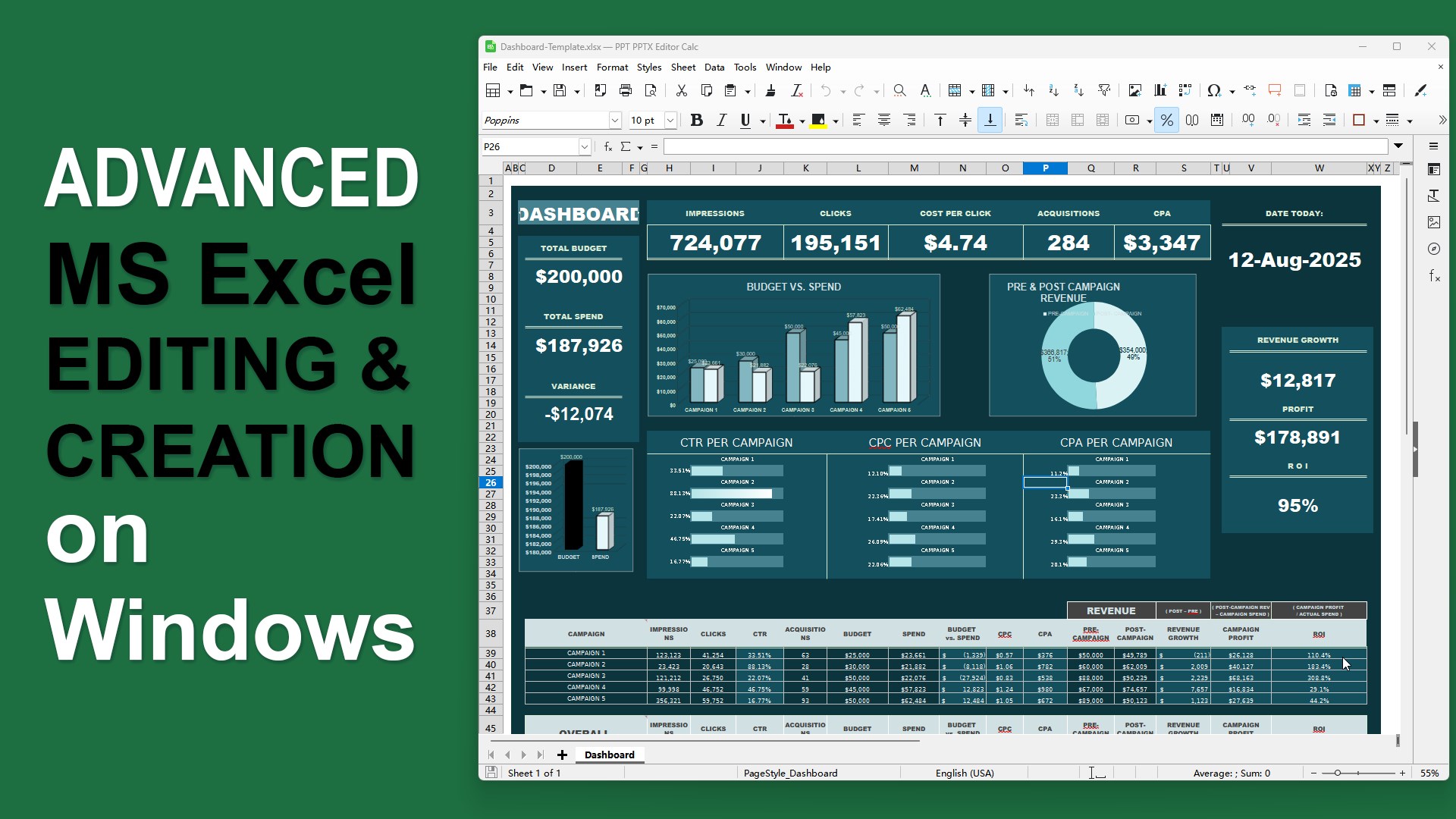 XLS XLSX Editor screenshot