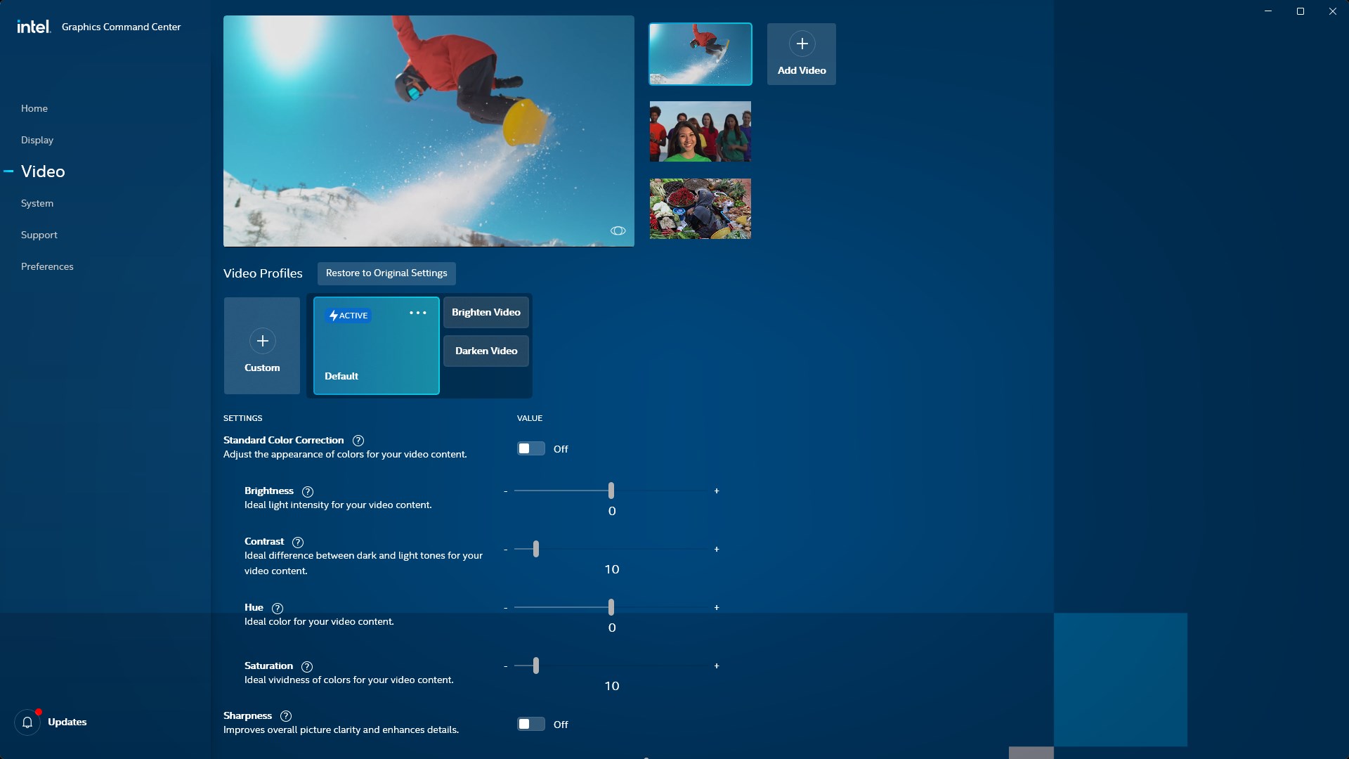 Intel® Graphics Command Center Screenshot