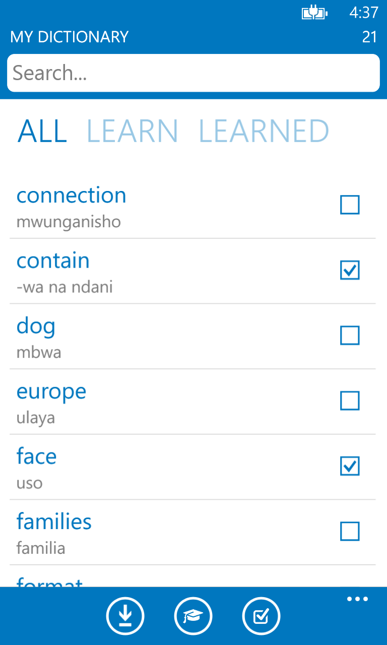 Captura 3 Swahili English dictionary ProDict Free windows