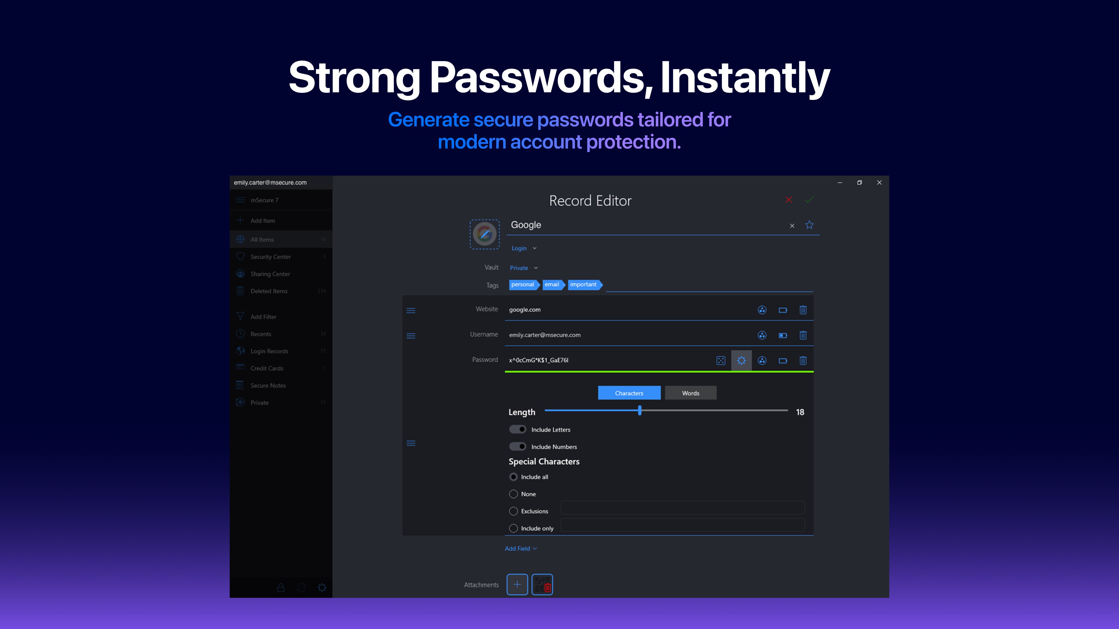 mSecure - Password Manager and Digital Wallet screenshot