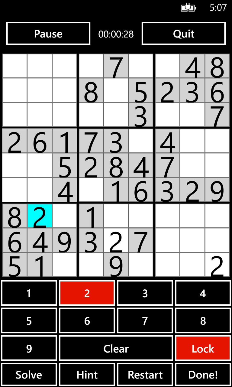 Sudoku Challenge for Windows 10 Mobile
