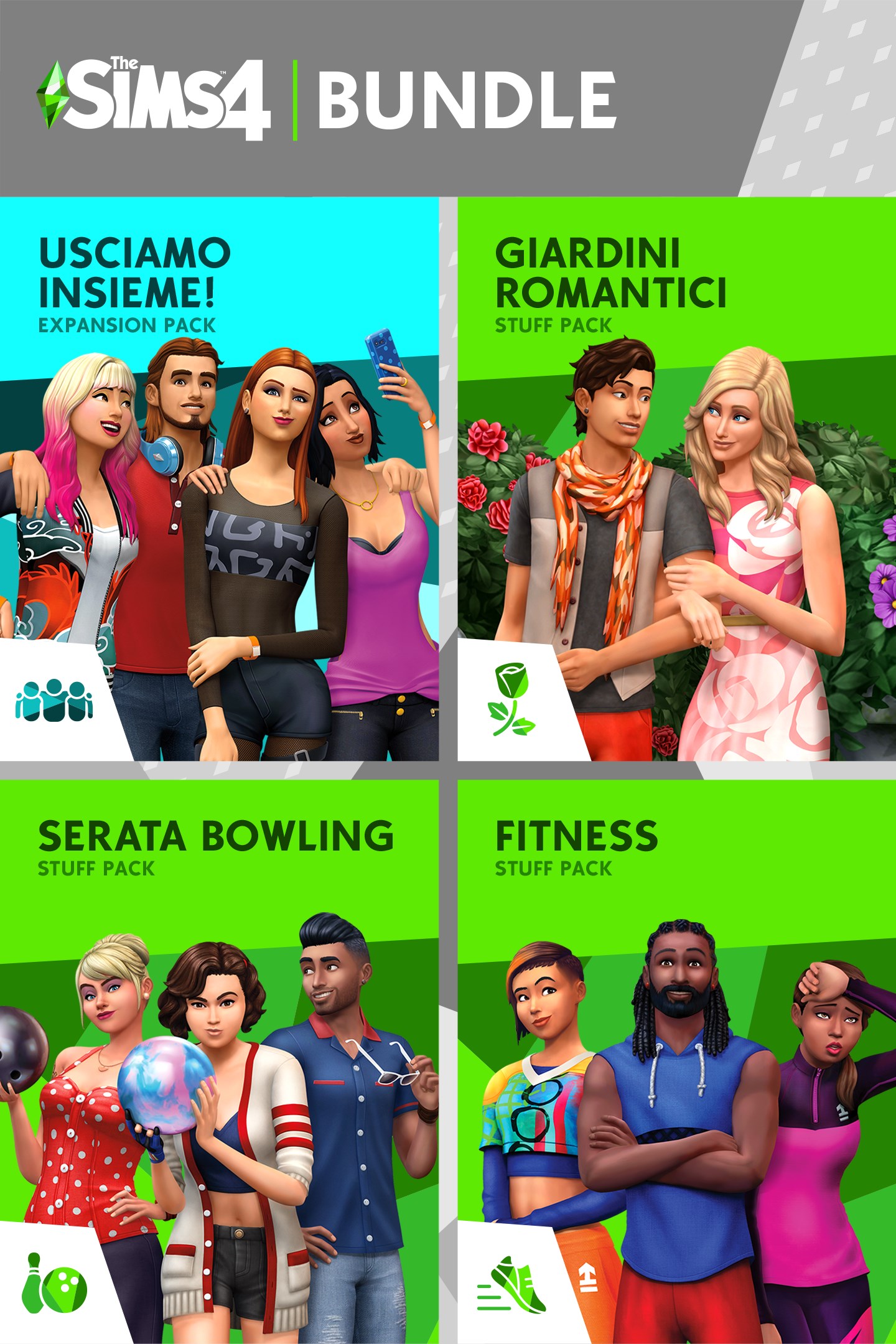 The Sims™ 4 Back to School Bundle – Get Together, Romantic Garden Stuff, Bowling Night Stuff, Fitness Stuff | Xbox | Chiave | Privato