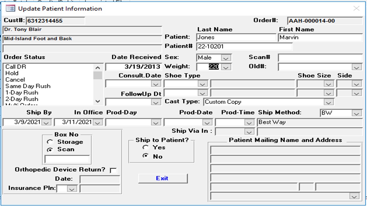 Snapshot 1 of SkyStep Orthotics ERP SaaS