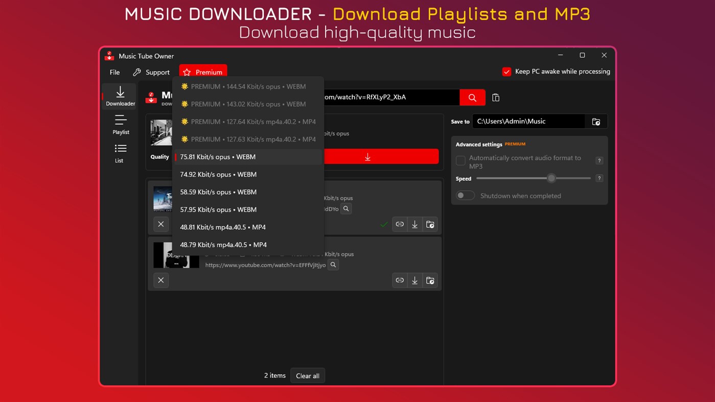 #1. Music Tube Owner - MP3 Downloader (Windows) Door: IO Stream
