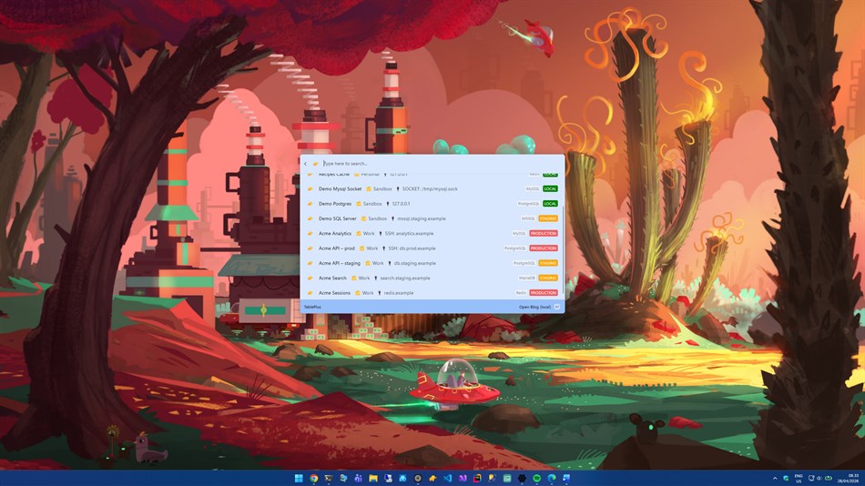 TablePlus for Command Palette (Windows) Door: NickNissen