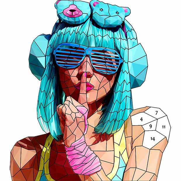 Fashion Poly Art - Color by Number , Coloring Puzzle