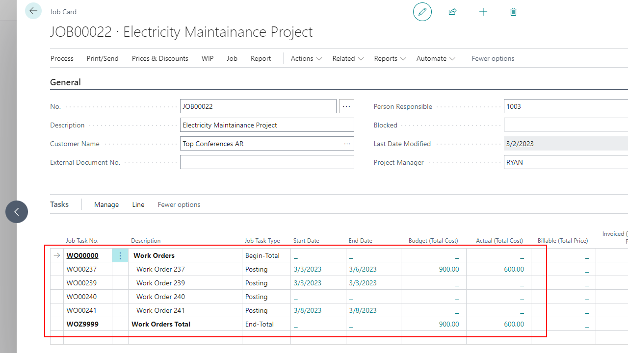 Snapshot 2 of Cogsdale Work Order Costing