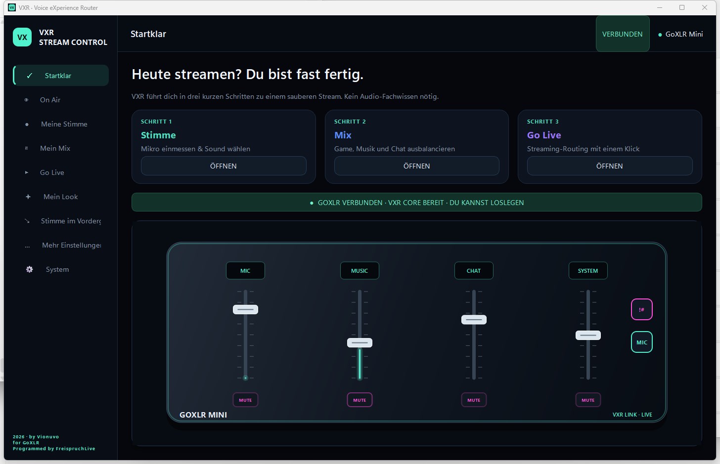 VXR – aktuelle Produktansicht