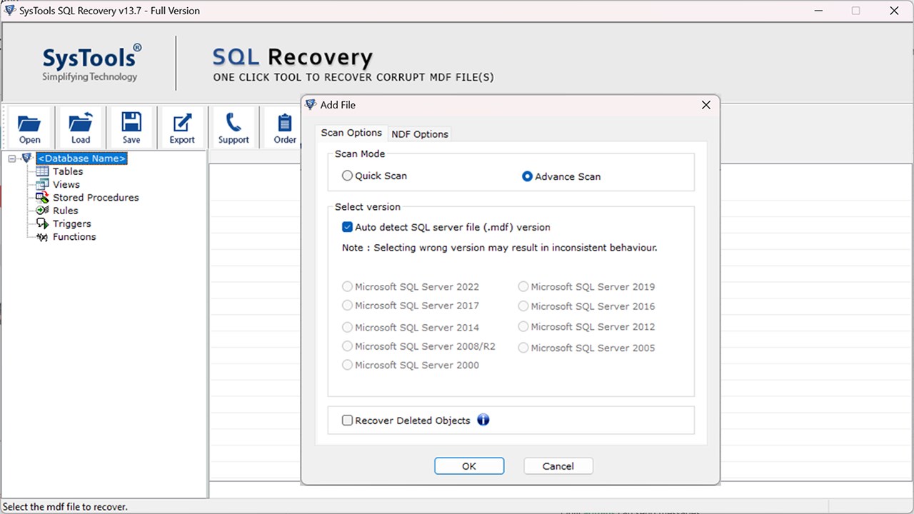 Snapshot 2 of SysTools SQL Recovery