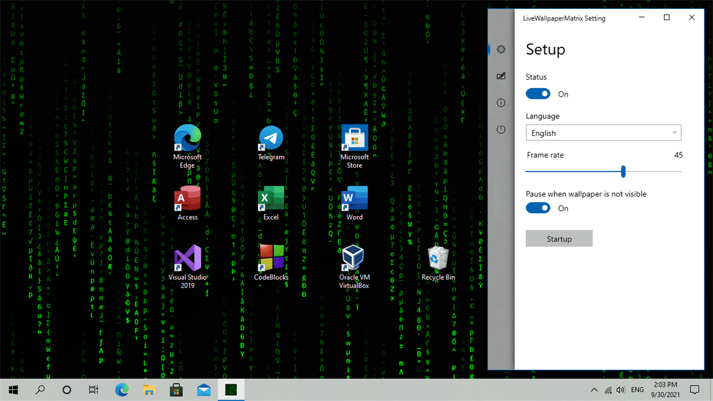#3. LiveWallpaperMatrix (Windows) 게시자: Valaut